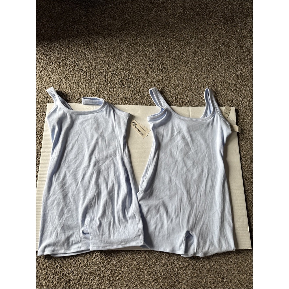 2 No Boundaries Light BluRibbed Cotton Stretch Lined Scoop Bodysuit XXL 20 NWT